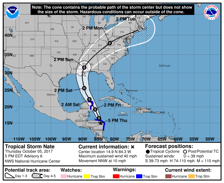 Tropical Storm Nate likely to prompt hurricane, storm surge watches soon for Louisiana, NHC says